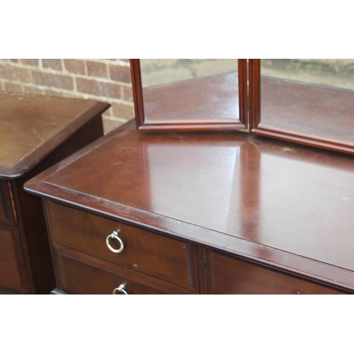 54 - STAG MINSTREL DRESSING TABLE, STOOL, MULTICHEST AND SMALLER CHEST OF DRAWERS - SOME HANDLES ARE MISS... 