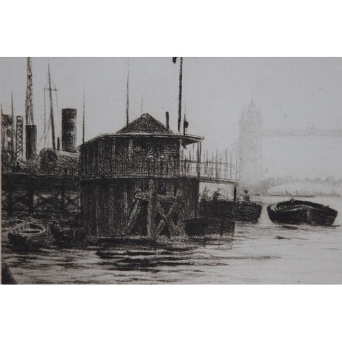 181 - VINTAGE ETCHING THE THAMES BY CYRIL GREY 
30 X 28CM