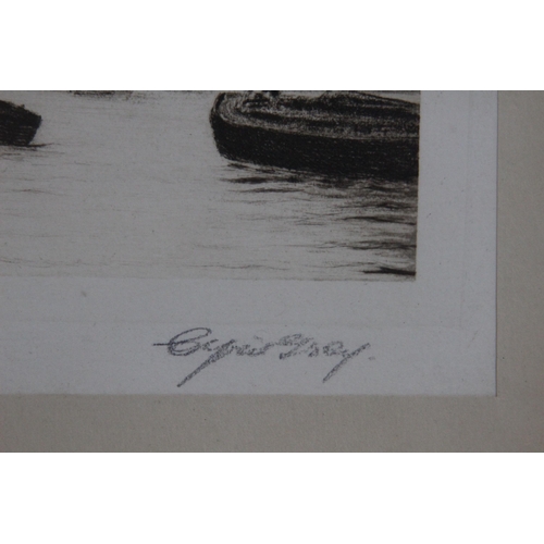 181 - VINTAGE ETCHING THE THAMES BY CYRIL GREY 
30 X 28CM