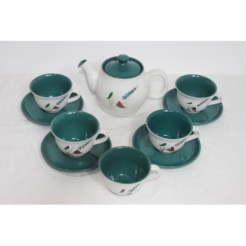 241 - VINTAGE DENBY TEAPOT AND CUPS AND SAUCERS