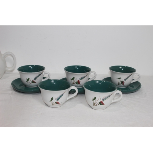 241 - VINTAGE DENBY TEAPOT AND CUPS AND SAUCERS