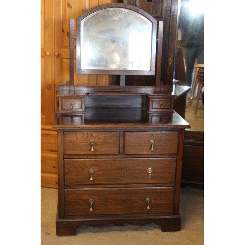 61 - EDWARDIAN WARDROBE AND DRESSING TABLE CHEST OF DRAWERS