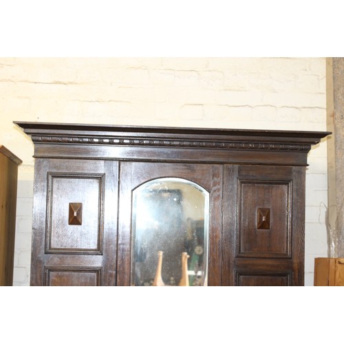 61 - EDWARDIAN WARDROBE AND DRESSING TABLE CHEST OF DRAWERS