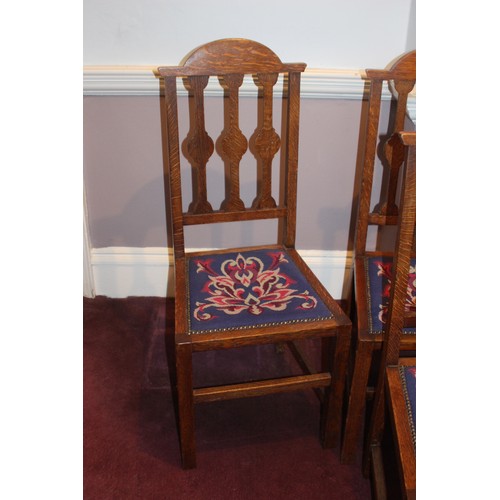 65 - 8 ART AND CRAFT OAK  DINING CHAIRS THOUGHT TO BE LIBERTY OF LONDON
45 X 45 X 109CM