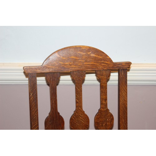 65 - 8 ART AND CRAFT OAK  DINING CHAIRS THOUGHT TO BE LIBERTY OF LONDON
45 X 45 X 109CM