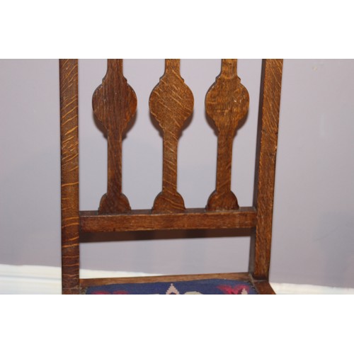 65 - 8 ART AND CRAFT OAK  DINING CHAIRS THOUGHT TO BE LIBERTY OF LONDON
45 X 45 X 109CM