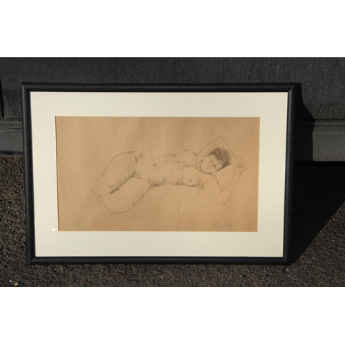 190 - SKETCH OF A NUDE RECLINING FIGURE 
58 X 40CM