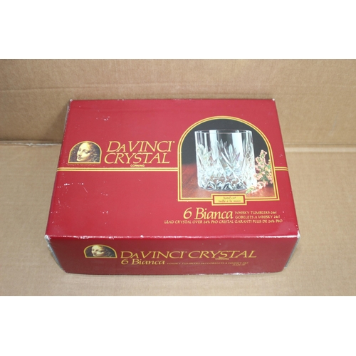 259 - SET OF 6 VINTAGE DAVINCI CRYSTAL BIANCA WHISKEY TUMBLERS IN BOX