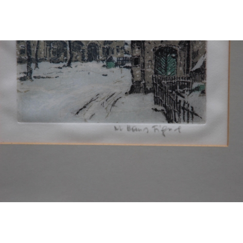 157 - 2 X SIGNED PRINT ON SILK WINTER SCENES 
38 X 33CM