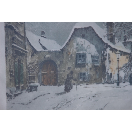 157 - 2 X SIGNED PRINT ON SILK WINTER SCENES 
38 X 33CM