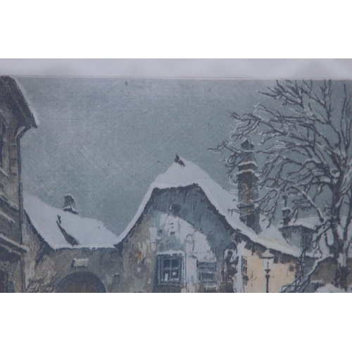 157 - 2 X SIGNED PRINT ON SILK WINTER SCENES 
38 X 33CM