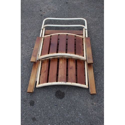 99 - 2 X VINTAGE RETRO FOLDING WOOD SLATTED GARDEN CHAIRS 
60 X 53CM