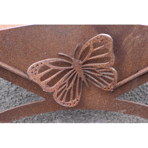 100 - LARGE BLACKSMITH MADE RUST STEEL METAL LOG STORE TROUGH PLANTER WITH BUTTERFLY DETAIL
68 X 53 X 34CM