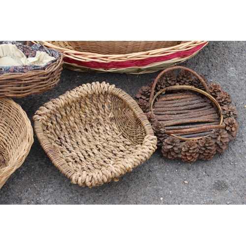 128 - QUANTITY OF WICKER BASKETS ETC 
70CM