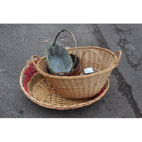 128 - QUANTITY OF WICKER BASKETS ETC 
70CM