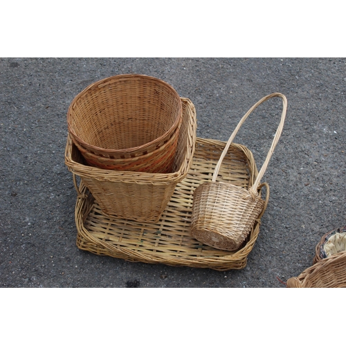 128 - QUANTITY OF WICKER BASKETS ETC 
70CM