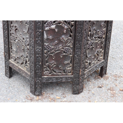 17 - ANTIQUE CARVED ANGLO INDIAN FOLDING OCTAGONAL TABLE 
57 X 53CM