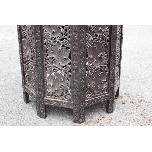 17 - ANTIQUE CARVED ANGLO INDIAN FOLDING OCTAGONAL TABLE 
57 X 53CM