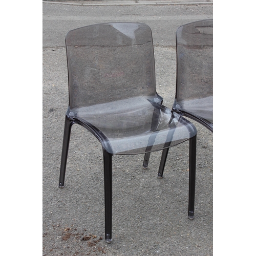 18 - 3 X ITALIAN TIFFANY ACRYLIC SMOKE GREY CHAIRS BY MARCELLO ZILIANI FOR CASPRINI 
51 X 43 X 83CM