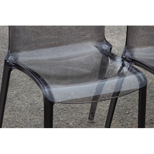 18 - 3 X ITALIAN TIFFANY ACRYLIC SMOKE GREY CHAIRS BY MARCELLO ZILIANI FOR CASPRINI 
51 X 43 X 83CM