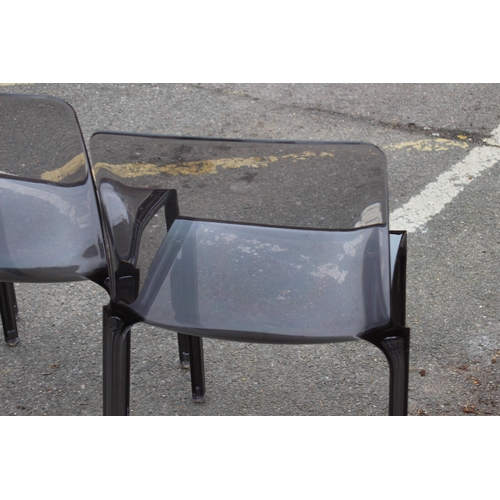 18 - 3 X ITALIAN TIFFANY ACRYLIC SMOKE GREY CHAIRS BY MARCELLO ZILIANI FOR CASPRINI 
51 X 43 X 83CM