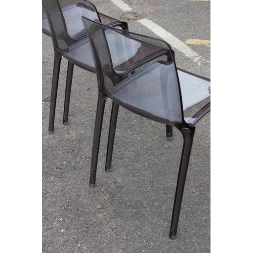 18 - 3 X ITALIAN TIFFANY ACRYLIC SMOKE GREY CHAIRS BY MARCELLO ZILIANI FOR CASPRINI 
51 X 43 X 83CM