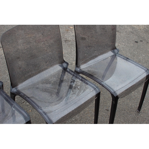 18 - 3 X ITALIAN TIFFANY ACRYLIC SMOKE GREY CHAIRS BY MARCELLO ZILIANI FOR CASPRINI 
51 X 43 X 83CM