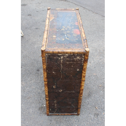 19 - ANTIQUE 19TH CENTURY JAPANESE TIGER BAMBOO OPEN CABINET BOOKCASE ORIGINAL DECOR
76 X 75 X 33CM