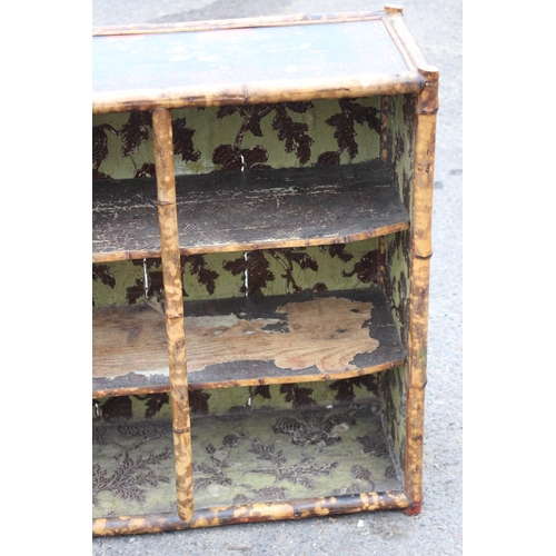 19 - ANTIQUE 19TH CENTURY JAPANESE TIGER BAMBOO OPEN CABINET BOOKCASE ORIGINAL DECOR
76 X 75 X 33CM