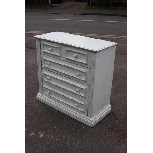 23 - SOLID PINE SHABBY CHIC WHITE PAINTED 2 OVER 3 CHEST OF DRAWERS 
100 X 43 X 93CM