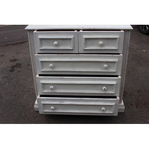 23 - SOLID PINE SHABBY CHIC WHITE PAINTED 2 OVER 3 CHEST OF DRAWERS 
100 X 43 X 93CM