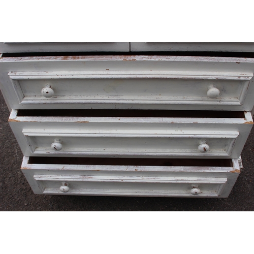 23 - SOLID PINE SHABBY CHIC WHITE PAINTED 2 OVER 3 CHEST OF DRAWERS 
100 X 43 X 93CM