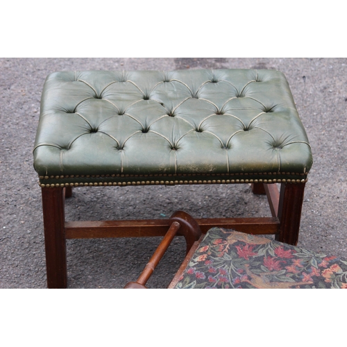 27 - CHESTERFIELD LEATHER TOP STOOL AND ONE OTHER
58 X 37CM