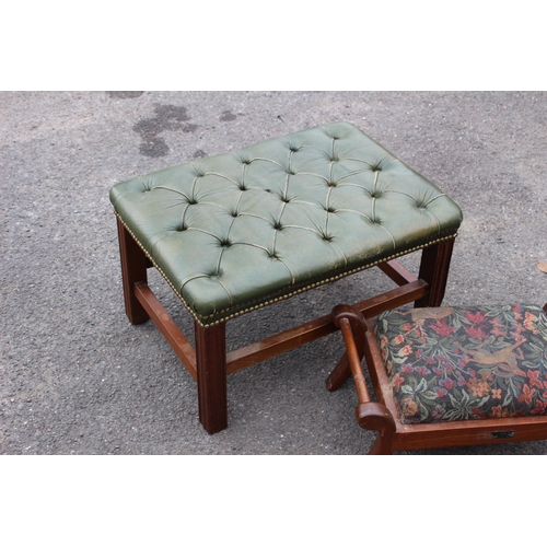 27 - CHESTERFIELD LEATHER TOP STOOL AND ONE OTHER
58 X 37CM