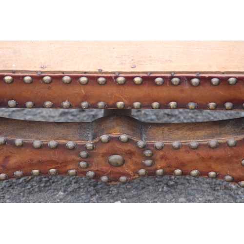 28 - VINTAGE EASTERN LEATHER STUDDED THRONE STOOL
61 X 40CM