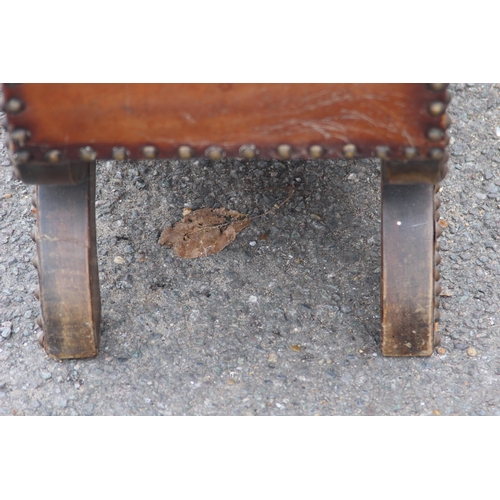 28 - VINTAGE EASTERN LEATHER STUDDED THRONE STOOL
61 X 40CM