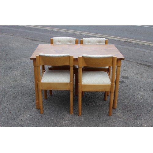 32 - RETRO 1950'S P.I DINETTE TABLE AND CHAIRS SET 
112 X 68 X 70CM