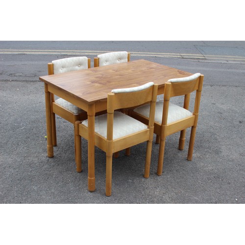 32 - RETRO 1950'S P.I DINETTE TABLE AND CHAIRS SET 
112 X 68 X 70CM