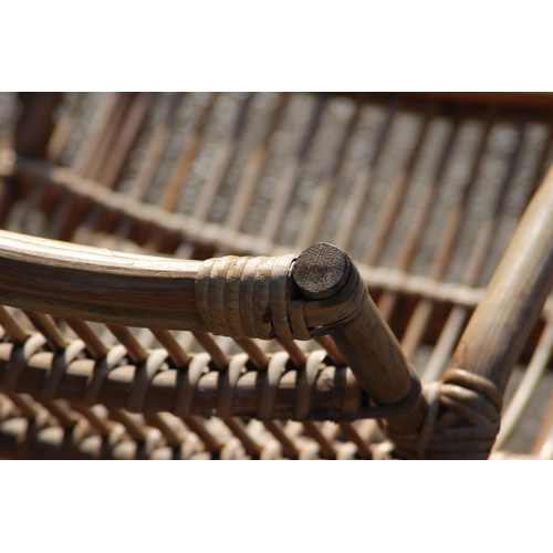 44 - VINTAGE CHILDS BAMBOO AND WICKER ROCKING CHAIR 
39 X 70 X 50CM