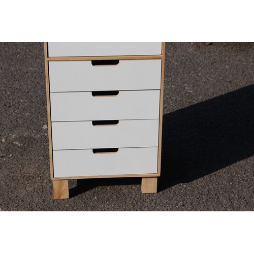 45 - LARGE NARROW WOODEN BANK IF 16 FILING CRAFTING DRAWERS 
35 X 27 X 133CM