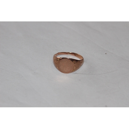 792 - 9CT GOLD SIGNET RING - BIRMINGHAM 1918 - 2.95G IN ROSE GOLD