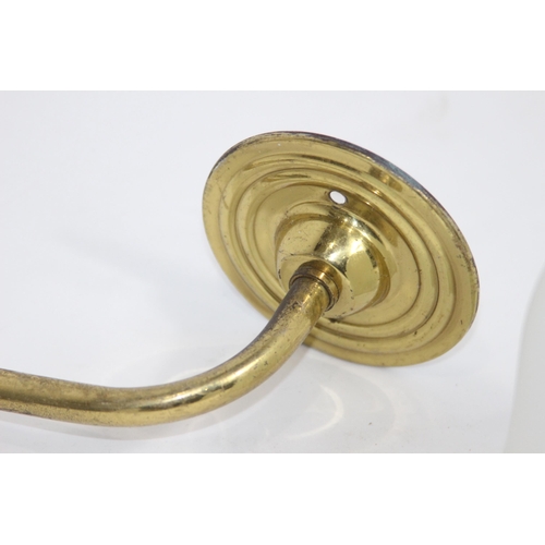 186 - CHRISTOPHER WRAY BRASS WALL LIGHT WITH GLASS SHADE