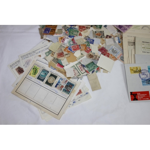 256 - BOX OF STAMPS AND FIRST DAY COVERS