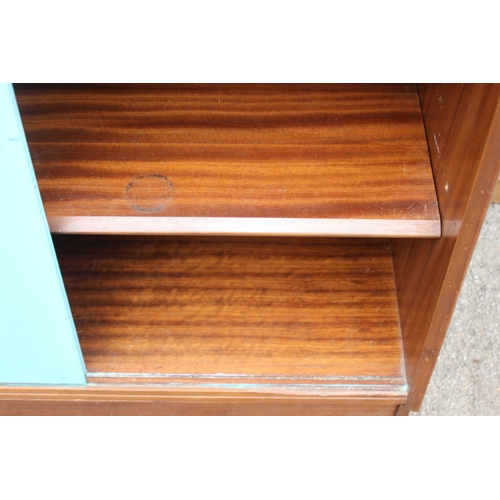 46 - 2 X RETRO PAINTED GLASS BOOKCASES 
137 X 29 X 78CM