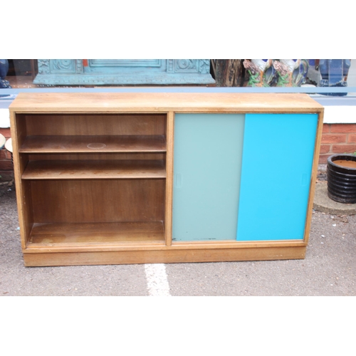 46 - 2 X RETRO PAINTED GLASS BOOKCASES 
137 X 29 X 78CM