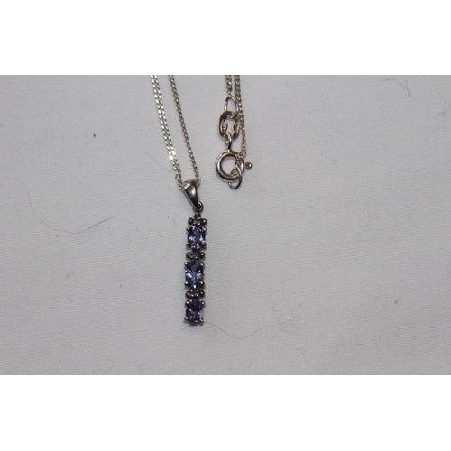 703 - TANZANITE COLOUR STONE SILVER NECKLACE