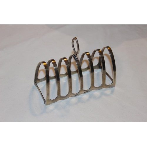 725 - SIX SLICE SEVEN BAR SILVER TOAST RACK - BIRMINGHAM - 1956