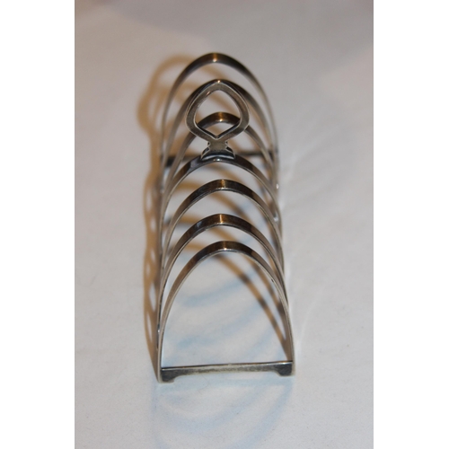 725 - SIX SLICE SEVEN BAR SILVER TOAST RACK - BIRMINGHAM - 1956