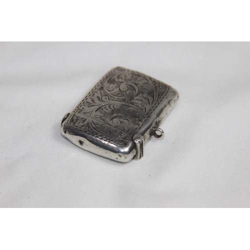 734 - GERORGE V SILVER BRIGHT-CUT SILVER VESTA CASE BY G F WESTWOOD AND SONS - BIRMINGHAM 1914