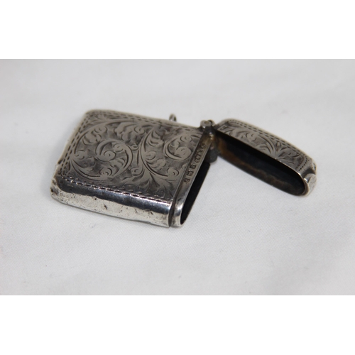 734 - GERORGE V SILVER BRIGHT-CUT SILVER VESTA CASE BY G F WESTWOOD AND SONS - BIRMINGHAM 1914